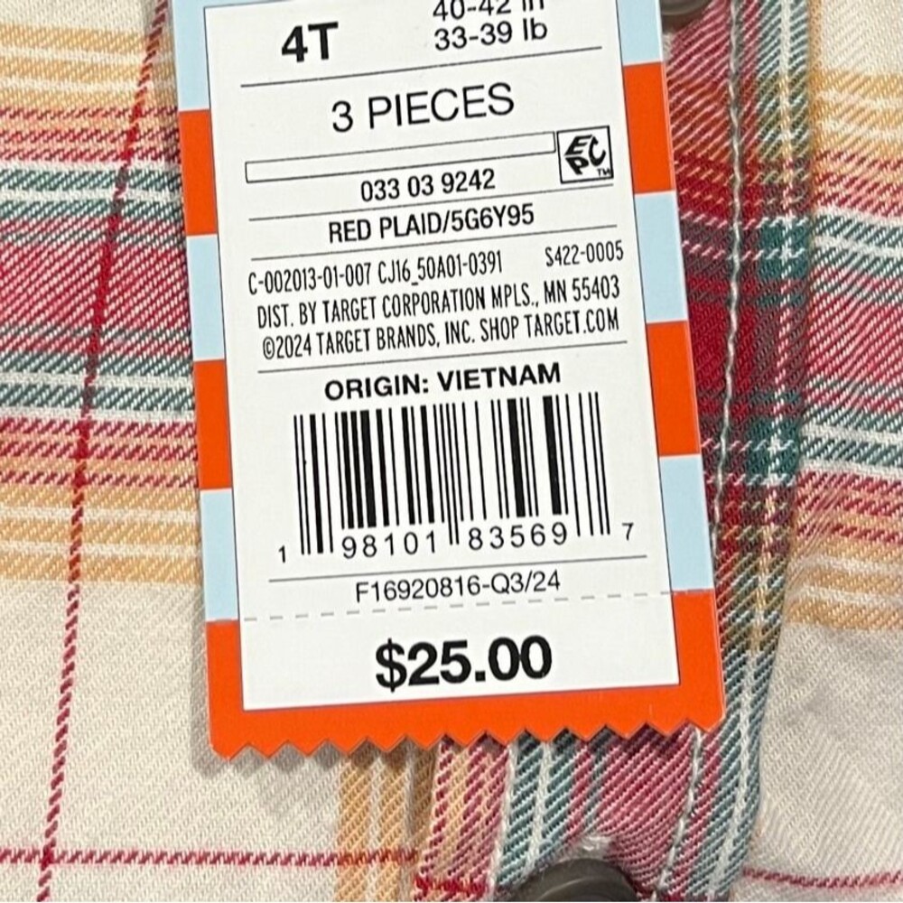 Long Sleeve Flannel Shirt and Suspender Pants Set Toddler Boys - Size: 4T - NWT - Picture 4 of 4